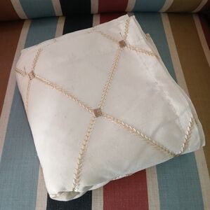 Fabric Embroidered Neutral Shower Curtain